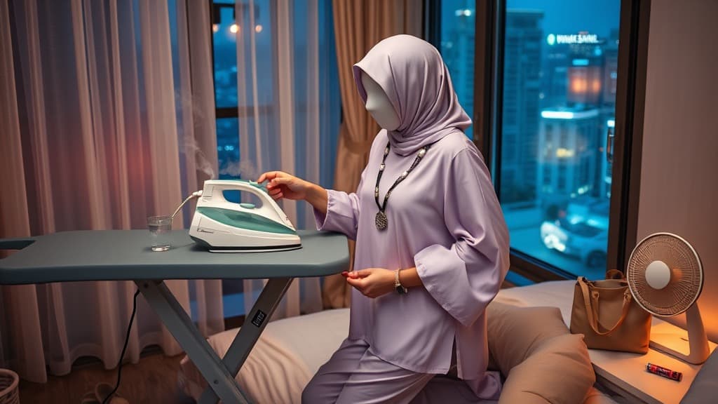 Baju kurung iron malam ni: modest chic ke wrinkle anxiety sebelum tidur?